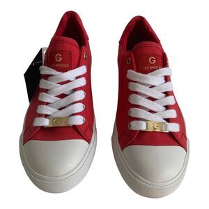 G By Guess Red Lace Up Canvas Shoes sneakers Ggoleex3-C Womens Size 5.5 Low Top